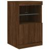 Modern Sideboard with LED Lights - Brown Oak 162x37 cm