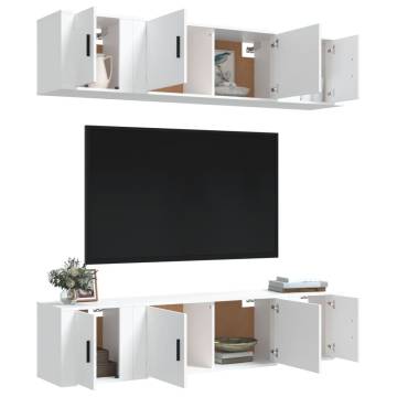 6 Piece White Engineered Wood TV Cabinet Set - Hipomarket