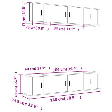 6 Piece White Engineered Wood TV Cabinet Set - Hipomarket