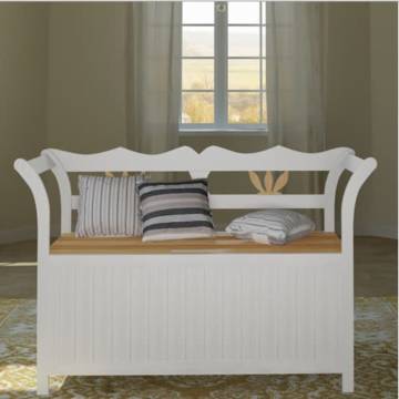 Elegant Storage Bench - 126x42x75 cm Wood White | HipoMarket