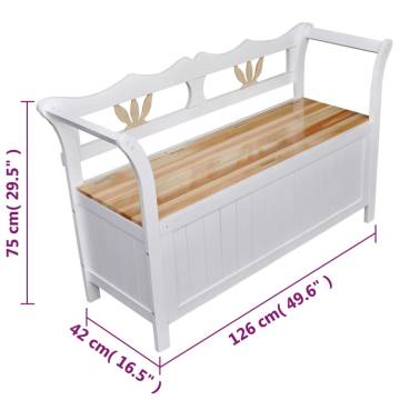 Elegant Storage Bench - 126x42x75 cm Wood White | HipoMarket