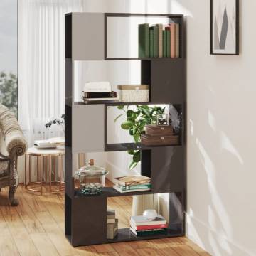 High Gloss Grey Book Cabinet Room Divider - 80x24x155 cm