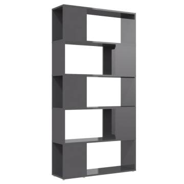 High Gloss Grey Book Cabinet Room Divider - 80x24x155 cm