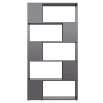 High Gloss Grey Book Cabinet Room Divider - 80x24x155 cm