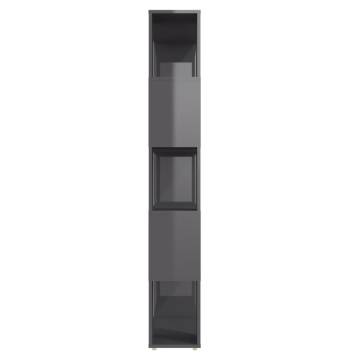 High Gloss Grey Book Cabinet Room Divider - 80x24x155 cm