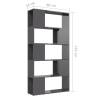 High Gloss Grey Book Cabinet Room Divider - 80x24x155 cm