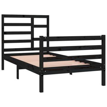 Black Solid Wood Bed Frame 90x190 cm - Modern Design