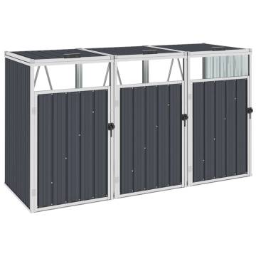 Triple Garbage Bin Shed Anthracite | Durable Steel Storage