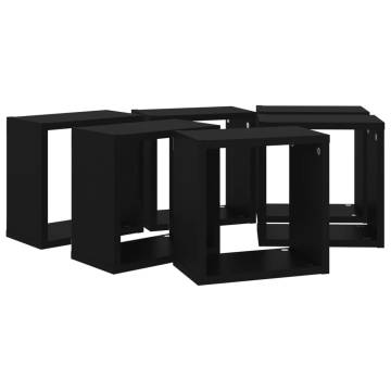 Wall Cube Shelves 6 pcs Black - Stylish Storage Solution