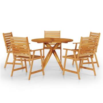 6 Piece Garden Dining Set - Solid Acacia Wood | Hipo Market