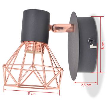 Wall Lamp 2 pcs E14 Black and Copper - Industrial Design