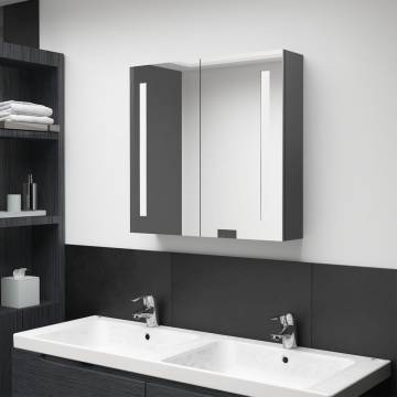 LED Bathroom Mirror Cabinet Grey 62x14x60 cm - Stylish Storage