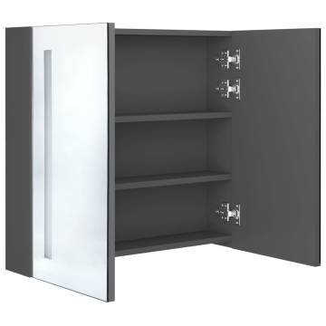 LED Bathroom Mirror Cabinet Grey 62x14x60 cm - Stylish Storage