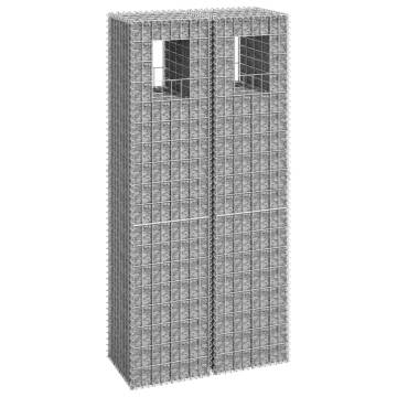 Gabion Basket Posts - 2 pcs Iron 40x40x180 cm | HipoMarket