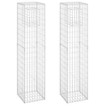 Gabion Basket Posts - 2 pcs Iron 40x40x180 cm | HipoMarket