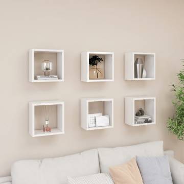 Wall Cube Shelves Set - High Gloss White - 6 pcs | HipoMarket