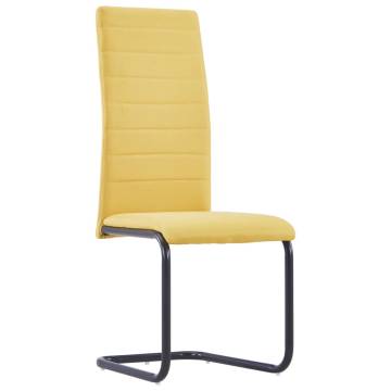 Cantilever Dining Chairs 2 pcs - Yellow Fabric | Hipomarket