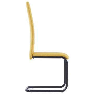 Cantilever Dining Chairs 2 pcs - Yellow Fabric | Hipomarket