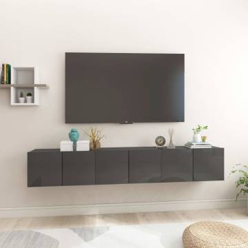 Hanging TV Cabinets 3 pcs High Gloss Grey | Modern Living Room