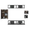 8 Piece Black Engineered Wood TV Cabinet Set | Hipomarket