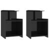 Stylish High Gloss Black Bed Cabinets - 2 pcs | HipoMarket