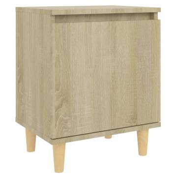 Scandinavian Bed Cabinet with Solid Wood Legs - Sonoma Oak