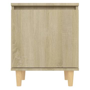 Scandinavian Bed Cabinet with Solid Wood Legs - Sonoma Oak