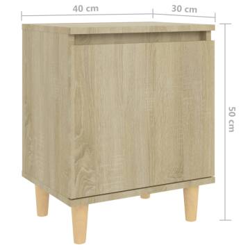 Scandinavian Bed Cabinet with Solid Wood Legs - Sonoma Oak