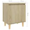 Scandinavian Bed Cabinet with Solid Wood Legs - Sonoma Oak