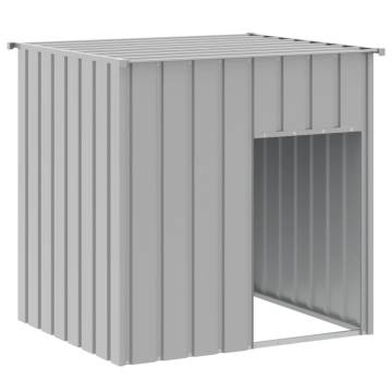 Durable Dog House with Roof - Light Grey Galvanised Steel