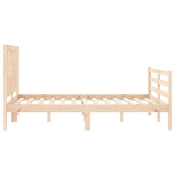 Solid Wood Small Double Bed Frame with Headboard