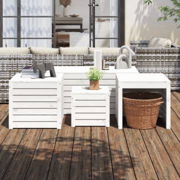 4 Piece White Solid Wood Pine Garden Box Set | HipoMarket