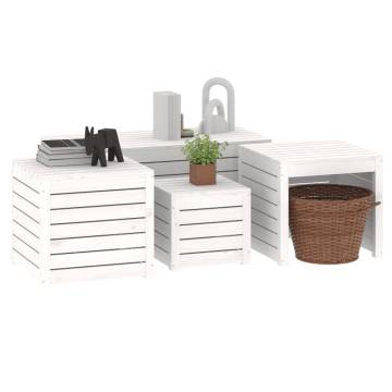 4 Piece White Solid Wood Pine Garden Box Set | HipoMarket