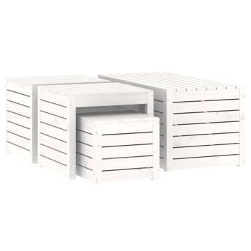 4 Piece White Solid Wood Pine Garden Box Set | HipoMarket