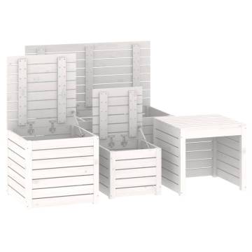 4 Piece White Solid Wood Pine Garden Box Set | HipoMarket