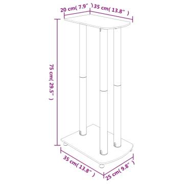 Speaker Stands - 2 pcs Black Tempered Glass, 3 Pillars Design