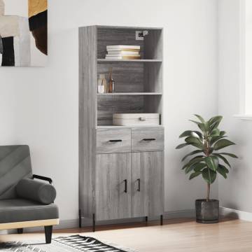 Stylish Highboard Grey Sonoma | Durable Engineered Wood