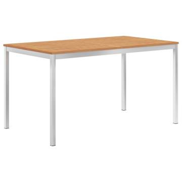 Garden Dining Table 140x80 cm - Solid Teak & Stainless Steel