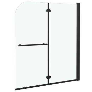 Folding Shower Enclosure 2 Panels ESG 120x140 cm Black | HipoMarket