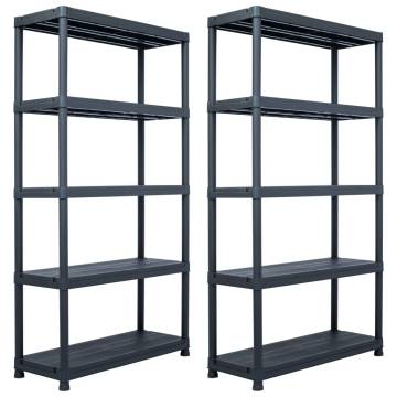 Durable 2 pcs Black Storage Shelf Racks - 250 kg, 80x40x180 cm