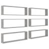 Stylish Wall Cube Shelf Set - 6 pcs Concrete Grey