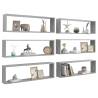 Stylish Wall Cube Shelf Set - 6 pcs Concrete Grey