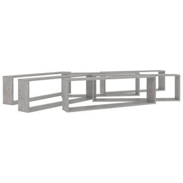 Stylish Wall Cube Shelf Set - 6 pcs Concrete Grey