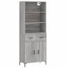 Stylish Highboard Grey Sonoma | 69.5x34x180 cm Engineered Wood