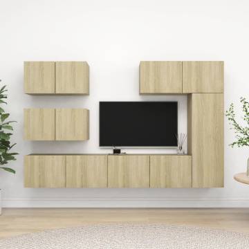 6 Piece TV Cabinet Set - Sonoma Oak Engineered Wood | Hipomarket