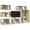 6 Piece TV Cabinet Set - Sonoma Oak Engineered Wood | Hipomarket