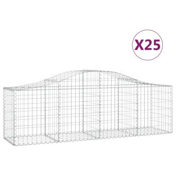 Arched Gabion Baskets 25 pcs - Galvanised Iron 200x50x6080 cm