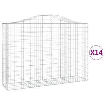 Arched Gabion Baskets - 14 pcs Galvanised Iron | HipoMarket