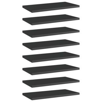 Stylish High Gloss Black Bookshelf Boards - 8 pcs