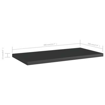 Stylish High Gloss Black Bookshelf Boards - 8 pcs